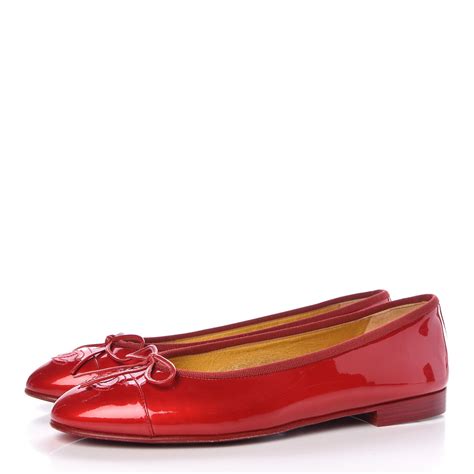 chanel red patent ballet flats
